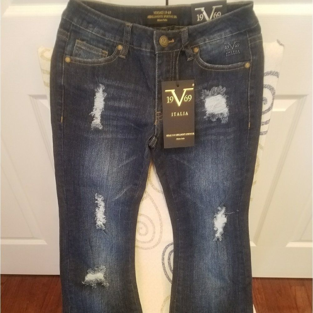 FINAL SALE Versace 19.69 Bootleg Unhemed Jeans